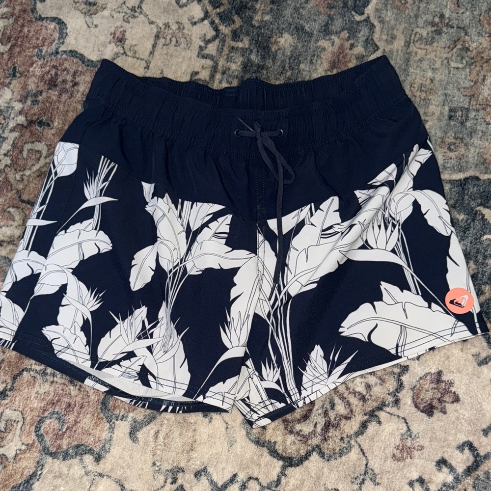 Navy and White Women's Shorts